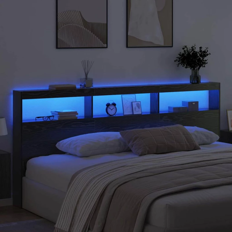 vidaXL Κεφαλάρι Μαύρη Οξυά 220 x 17 x 102 cm Επεξεργασμένο ξύλο