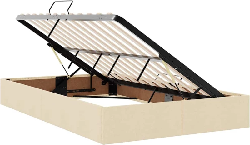 vidaXL Κρεβάτι με αποθηκευτικό χώρο και LED Κρέμ 120 x 200 cm