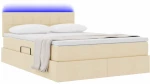 vidaXL Κρεβάτι με φώτα λωρίδας LED Κρέμ 140 x 200 cm ύφασμα