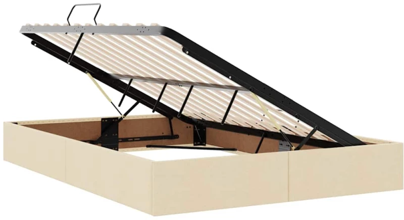 vidaXL Κρεβάτι με φώτα λωρίδας LED Κρέμ 140 x 200 cm ύφασμα