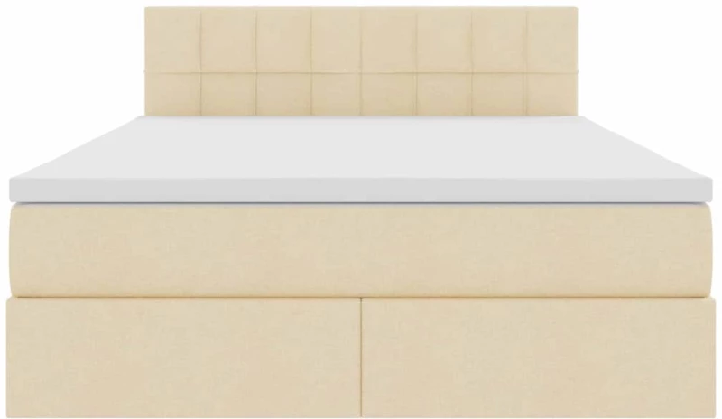 vidaXL Κρεβάτι με φώτα λωρίδας LED Κρέμ 140 x 200 cm ύφασμα