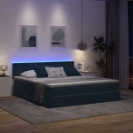 vidaXL Κρεβάτι με αποθηκευτικό χώρο και LED Σκούρο Μπλε 180 x 200 cm