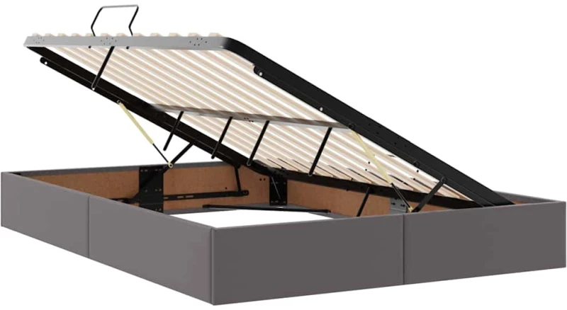 vidaXL Κρεβάτι με αποθηκευτικό χώρο και LED Γκρι 140 x 190 cm
