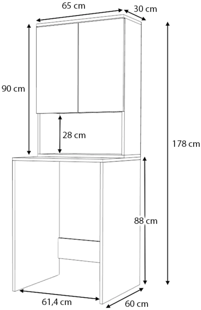 Έπιπλο πλυντηρίου Cozen Megapap χρώμα καρυδί 65x60x178εκ.