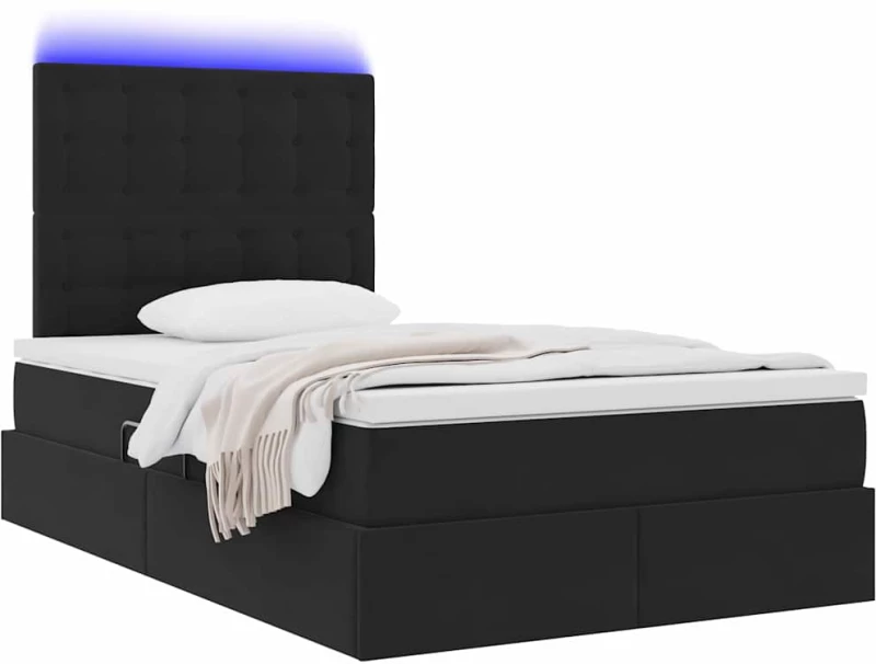 vidaXL Κρεβάτι με αποθηκευτικό χώρο και LED Μαύρο 120 x 200 cm Βελούδο