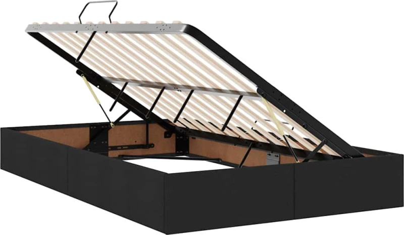 vidaXL Κρεβάτι με αποθηκευτικό χώρο και LED Μαύρο 120 x 200 cm