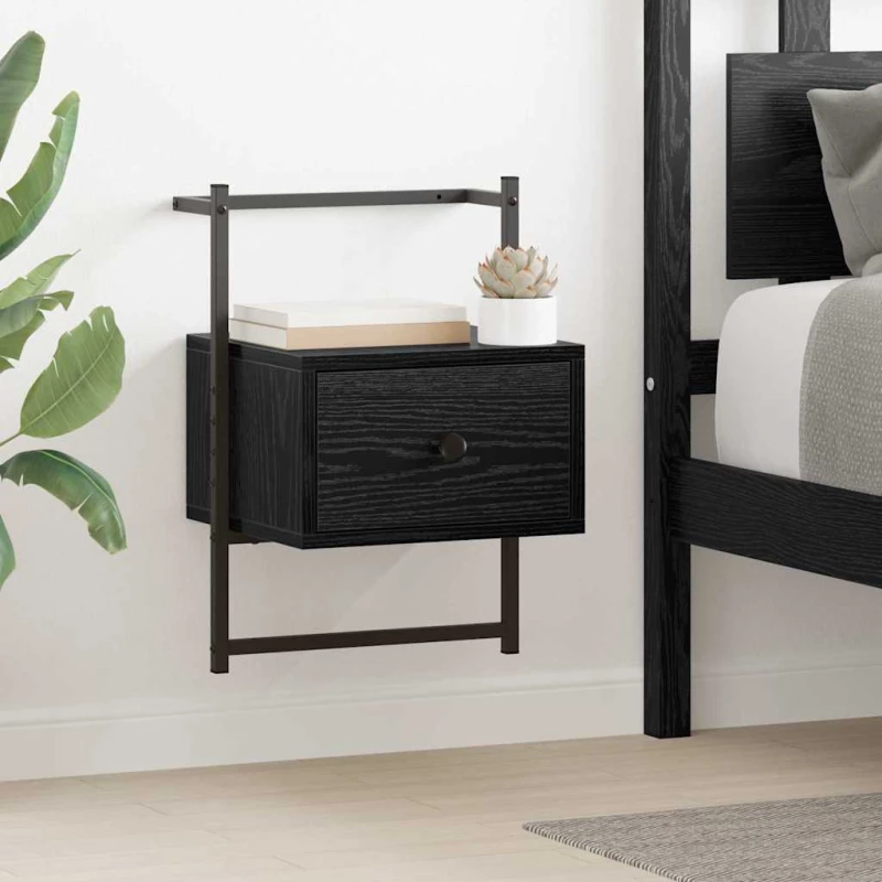 vidaXL Κομοδίνο Μαύρη Οξυά 35 x 30 x 51 εκ. Επεξεργασμένο ξύλο