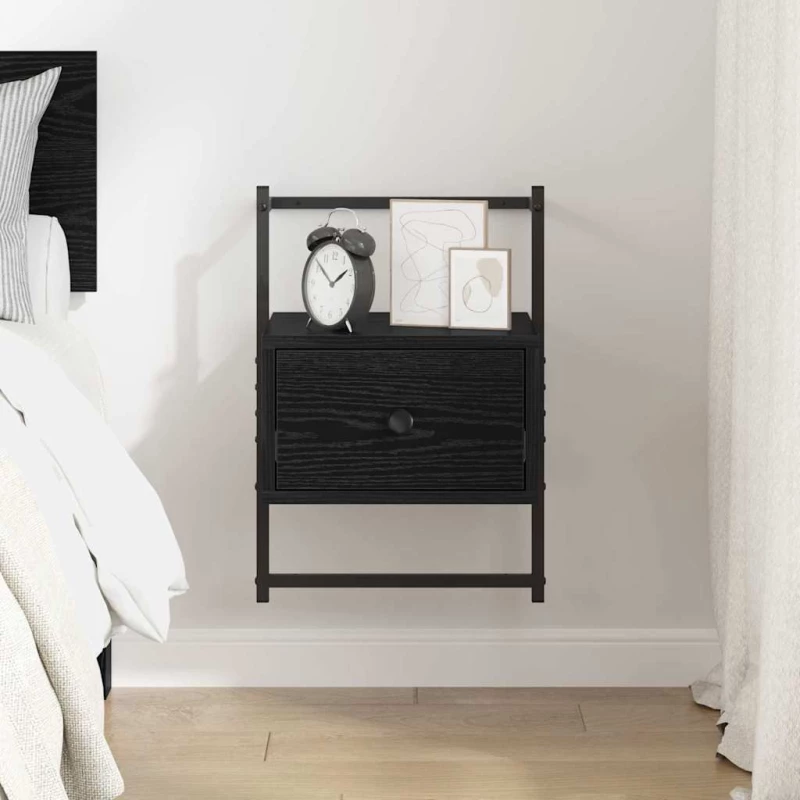 vidaXL Κομοδίνο Μαύρη Οξυά 35 x 30 x 51 εκ. Επεξεργασμένο ξύλο
