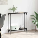 vidaXL Τραπέζι κονσόλας με ράφι Μαύρη Οξυά 75 x 22,5 x 75 εκ