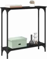 vidaXL Τραπέζι κονσόλας με ράφι Μαύρη Οξυά 75 x 22,5 x 75 εκ