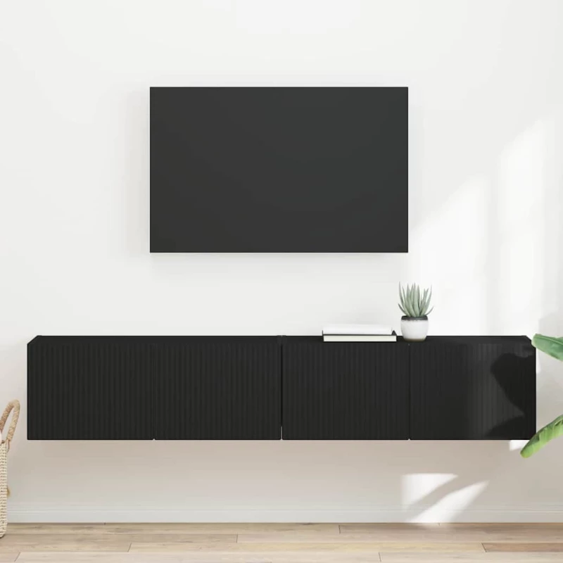 vidaXL Ντουλάπι Τηλεόρασης Τοίχου 2 pcs Μαύρο 60 x 31 x 29.5 εκ