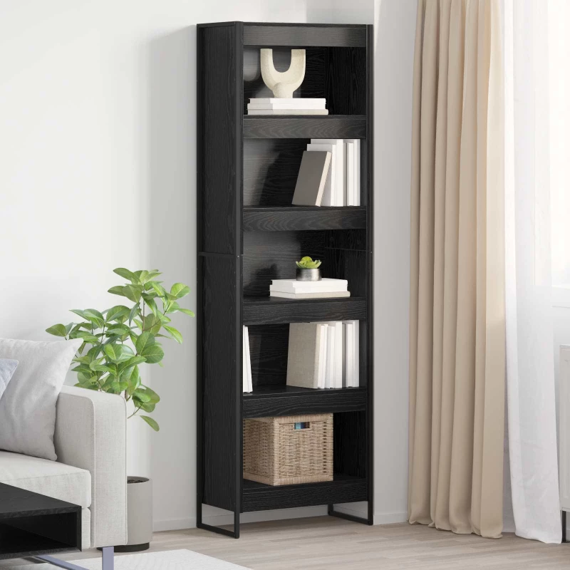 vidaXL Βιβλιοθήκη 2 pcs Μαύρη Οξυά 80 x 30 x 155 εκ Επεξεργασμένο ξύλο
