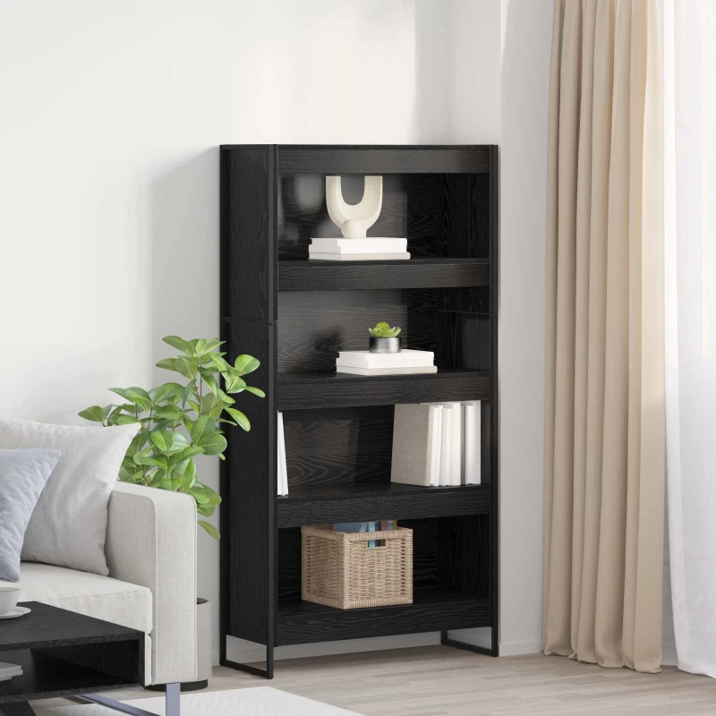 vidaXL Βιβλιοθήκη 2 pcs Μαύρη Οξυά 80 x 30 x 155 εκ Επεξεργασμένο ξύλο