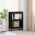 vidaXL Βιβλιοθήκη Μαύρη Οξυά 80 x 30 x 155 εκ Επεξεργασμένο ξύλο