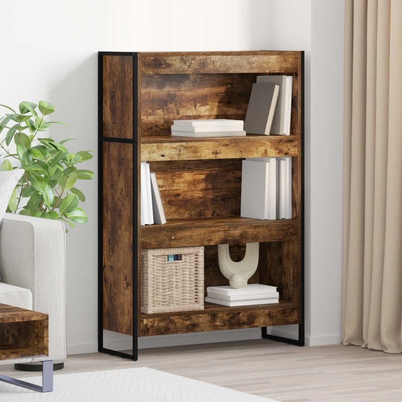 vidaXL Βιβλιοθήκη Καπνιστό Δρύς 80 x 30 x 155 εκ Επεξεργασμένο ξύλο