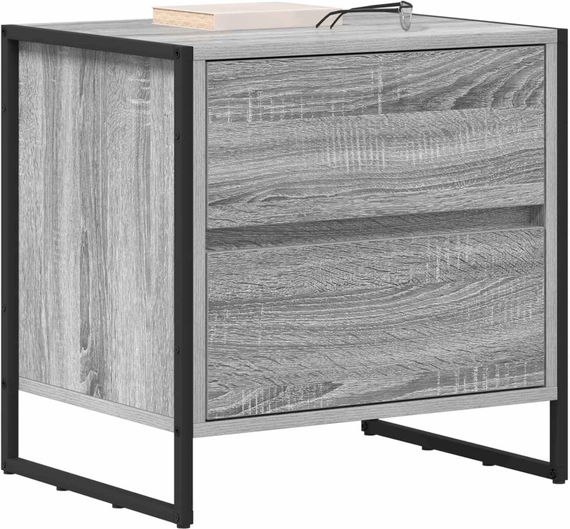 vidaXL Κομοδίνο Γκρίζο Σονομα 50 x 39.5 x 50 εκ. Επεξεργασμένο ξύλο