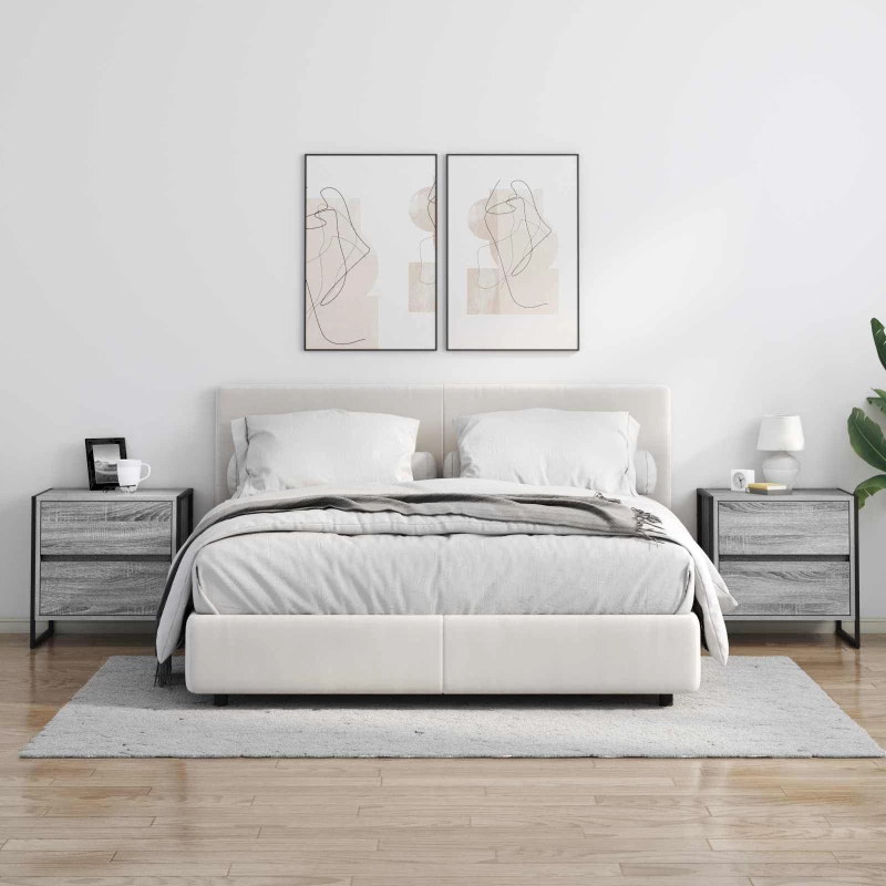 vidaXL Κομοδίνο Γκρίζο Σονομα 50 x 39.5 x 50 εκ. Επεξεργασμένο ξύλο