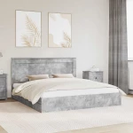 vidaXL Κρεβάτι Αποθήκης Σκυρόδεμα Γκρι 200 x 200 cm Επεξεργασμένο ξύλο