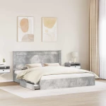vidaXL Κρεβάτι Αποθήκης Σκυρόδεμα Γκρι 200 x 200 cm Επεξεργασμένο ξύλο