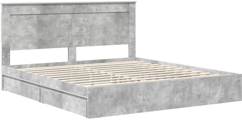 vidaXL Κρεβάτι Αποθήκης Σκυρόδεμα Γκρι 200 x 200 cm Επεξεργασμένο ξύλο