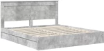 vidaXL Κρεβάτι Αποθήκης Σκυρόδεμα Γκρι 200 x 200 cm Επεξεργασμένο ξύλο