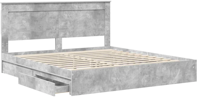 vidaXL Κρεβάτι Αποθήκης Σκυρόδεμα Γκρι 200 x 200 cm Επεξεργασμένο ξύλο