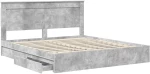 vidaXL Κρεβάτι Αποθήκης Σκυρόδεμα Γκρι 200 x 200 cm Επεξεργασμένο ξύλο