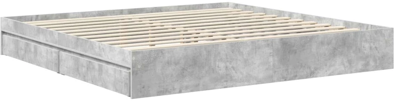 vidaXL Κρεβάτι Αποθήκης Σκυρόδεμα Γκρι 200 x 200 cm Επεξεργασμένο ξύλο