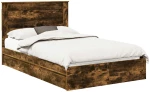 vidaXL Κρεβάτι Αποθήκης Καπνιστό Δρύς 135 x 190 cm Επεξεργασμένο ξύλο