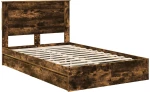 vidaXL Κρεβάτι Αποθήκης Καπνιστό Δρύς 135 x 190 cm Επεξεργασμένο ξύλο