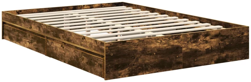 vidaXL Κρεβάτι Αποθήκης Καπνιστό Δρύς 135 x 190 cm Επεξεργασμένο ξύλο