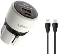 LDNIO φορτιστής τοίχου Q2319 με καλώδιο Lightning  EU/UK/US/AU βύσμα  USB/USB-C  30W  γκρι