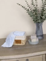 Καλαθάκι με λαβέτες Bamboo Bloom - Light Blue Γαλάζιο Σετ Λαβέτες (3 x 25x25)