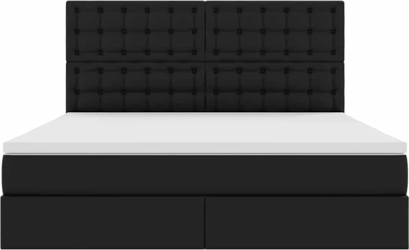 vidaXL Κρεβάτι Αποθήκης με στρώμα Μαύρο 160 x 200 cm Τεχνητό Δέρμα
