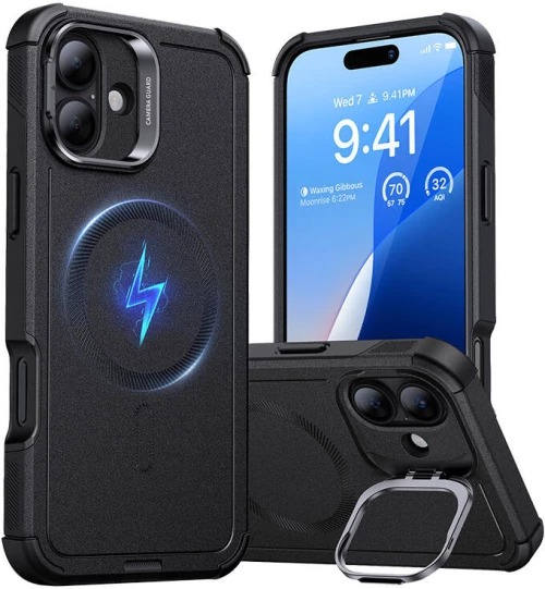 Cyber Tough (HaloLock) ESR case with stand for iPhone 16 Plus (black)