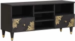 vidaXL Ντουλάπι TV με ράφι Μαύρο 100 x 33 x 46 εκ Στερεό ξύλο μάνγκο