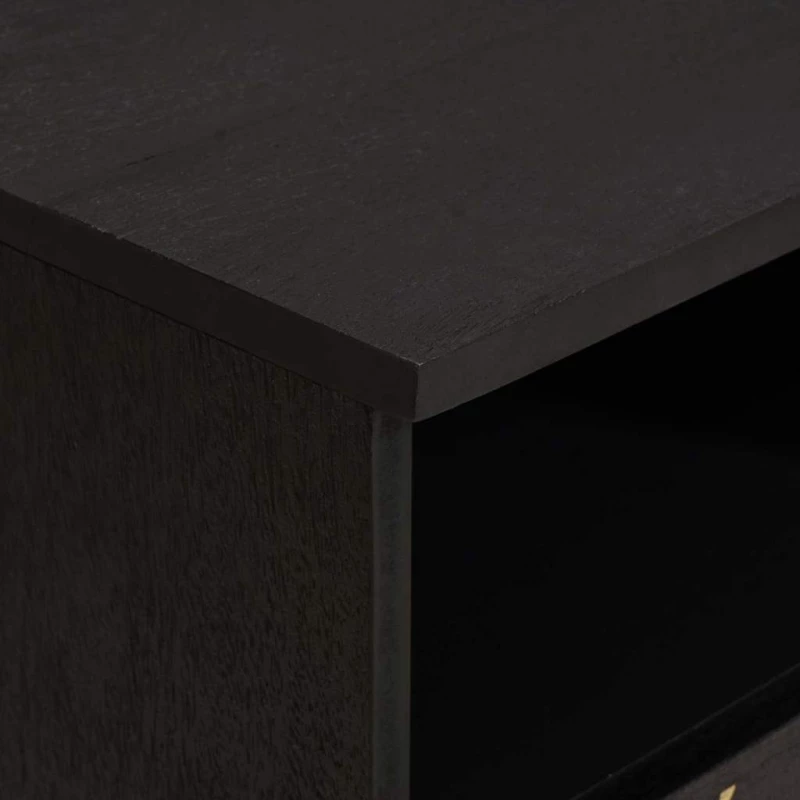 vidaXL Ντουλάπι TV με ράφι Μαύρο 100 x 33 x 46 εκ Στερεό ξύλο μάνγκο