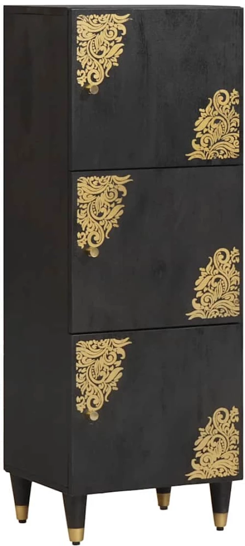 vidaXL Highboard με ράφι Μαύρο 40 x 33 x 110 εκ Στερεό ξύλο μάνγκο