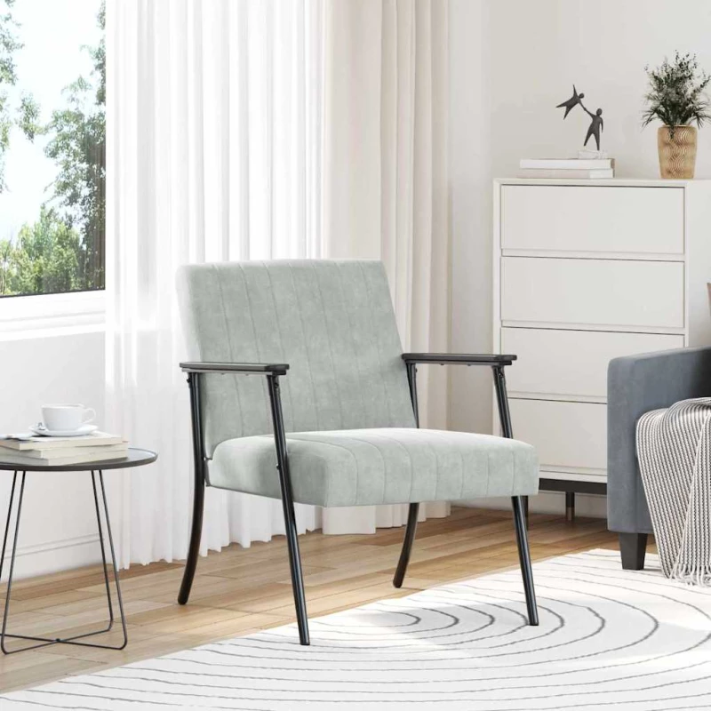 vidaXL Πολυθρόνα Ανοιχτό γκρι 59 x 75 x 78 εκ Βελούδο