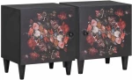 vidaXL Κομοδίνο με Πόρτα 2 pcs Μαύρο 40 x 33 x 46 εκ.