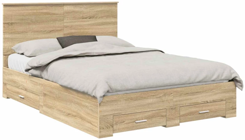 vidaXL Σκελετός Κρεβατιού Δρύς Sonoma 140 x 190 cm Επεξεργασμένο ξύλο