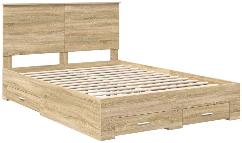 vidaXL Σκελετός Κρεβατιού Δρύς Sonoma 140 x 190 cm Επεξεργασμένο ξύλο