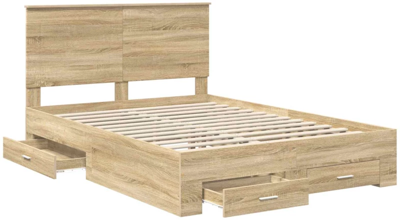 vidaXL Σκελετός Κρεβατιού Δρύς Sonoma 140 x 190 cm Επεξεργασμένο ξύλο