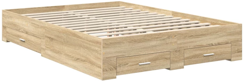 vidaXL Σκελετός Κρεβατιού Δρύς Sonoma 140 x 190 cm Επεξεργασμένο ξύλο