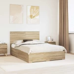 vidaXL Σκελετός Κρεβατιού Δρύς Sonoma 135 x 190 cm Επεξεργασμένο ξύλο