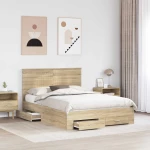 vidaXL Σκελετός Κρεβατιού Δρύς Sonoma 135 x 190 cm Επεξεργασμένο ξύλο