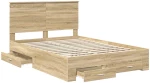vidaXL Σκελετός Κρεβατιού Δρύς Sonoma 135 x 190 cm Επεξεργασμένο ξύλο