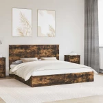 vidaXL Κρεβάτι Αποθήκης Καπνιστό Δρύς 180 x 200 cm Επεξεργασμένο ξύλο