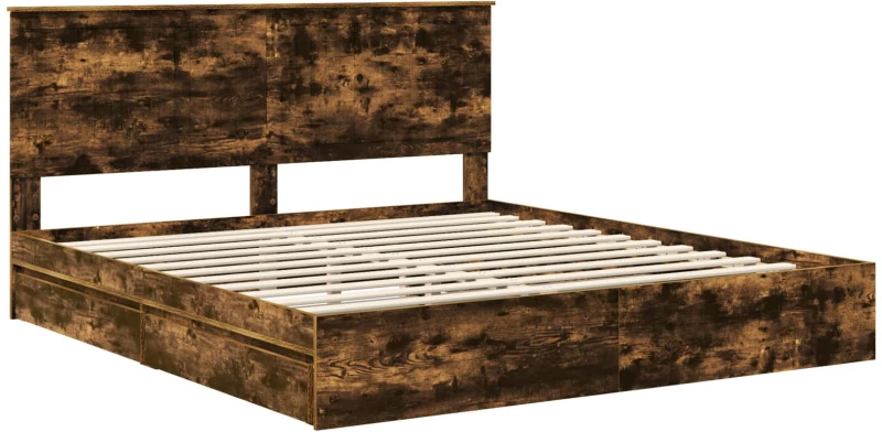 vidaXL Κρεβάτι Αποθήκης Καπνιστό Δρύς 180 x 200 cm Επεξεργασμένο ξύλο