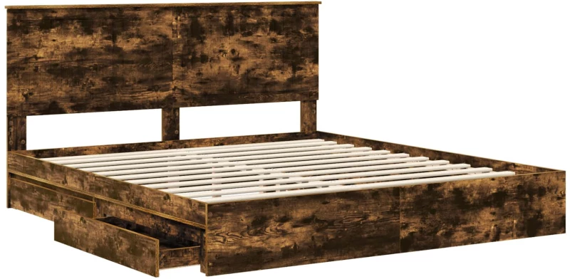 vidaXL Κρεβάτι Αποθήκης Καπνιστό Δρύς 180 x 200 cm Επεξεργασμένο ξύλο